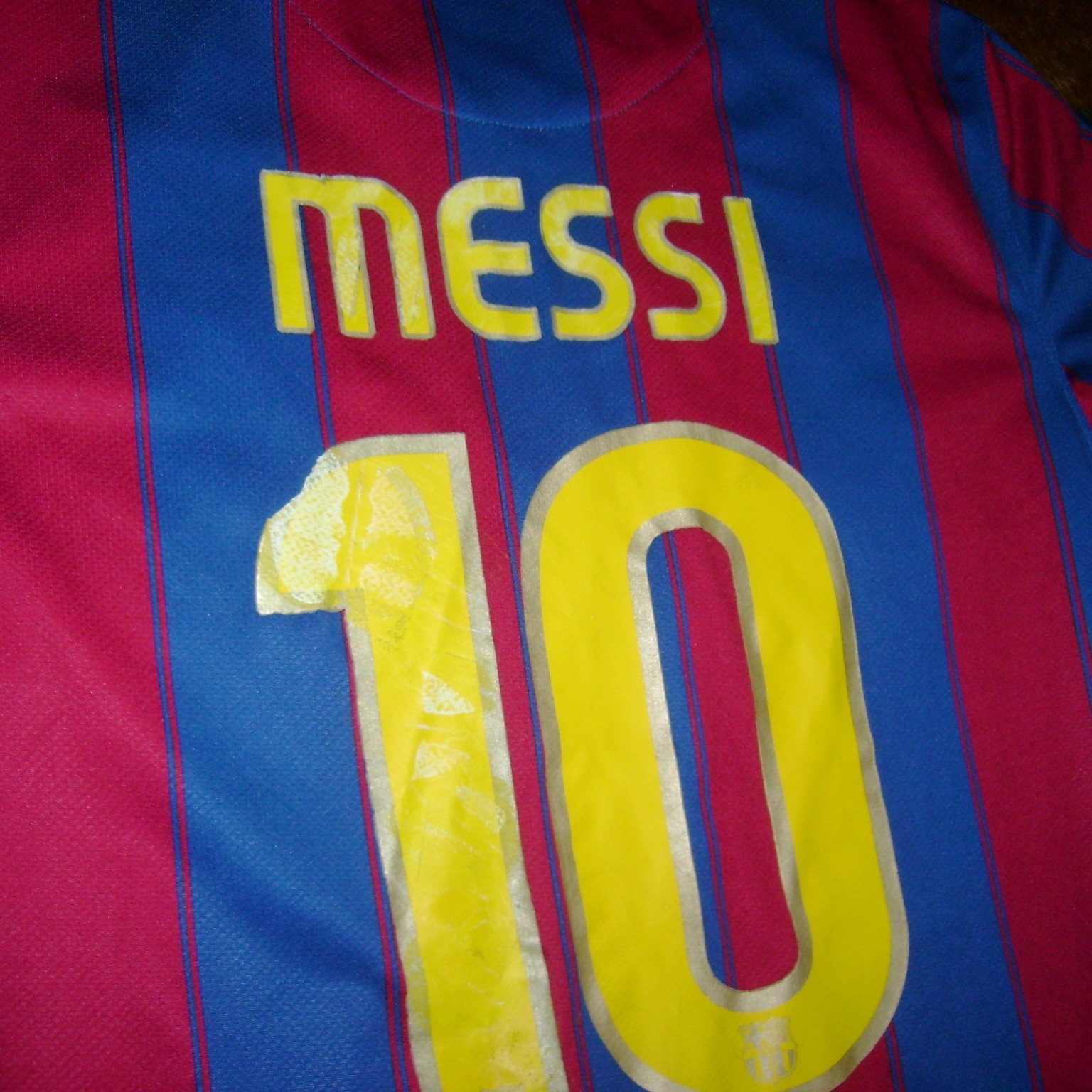 NIKE FIT #10 Lionel Messi FC Barcelona 2009/10 Home Soccer Jersey Size LARGE  thumbnail 5