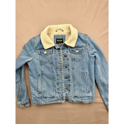 Rip Curl Sherpa Lined Denim Trucker Jacket Medium