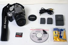 Canon EOS Digital Rebel XT DSLR Camera w/18-55mm Lens Charger Strap 2 Batteries