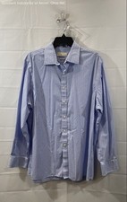 Michael Kors Men's Blue Check Non Iron Dress Shirt 16.5 34/35