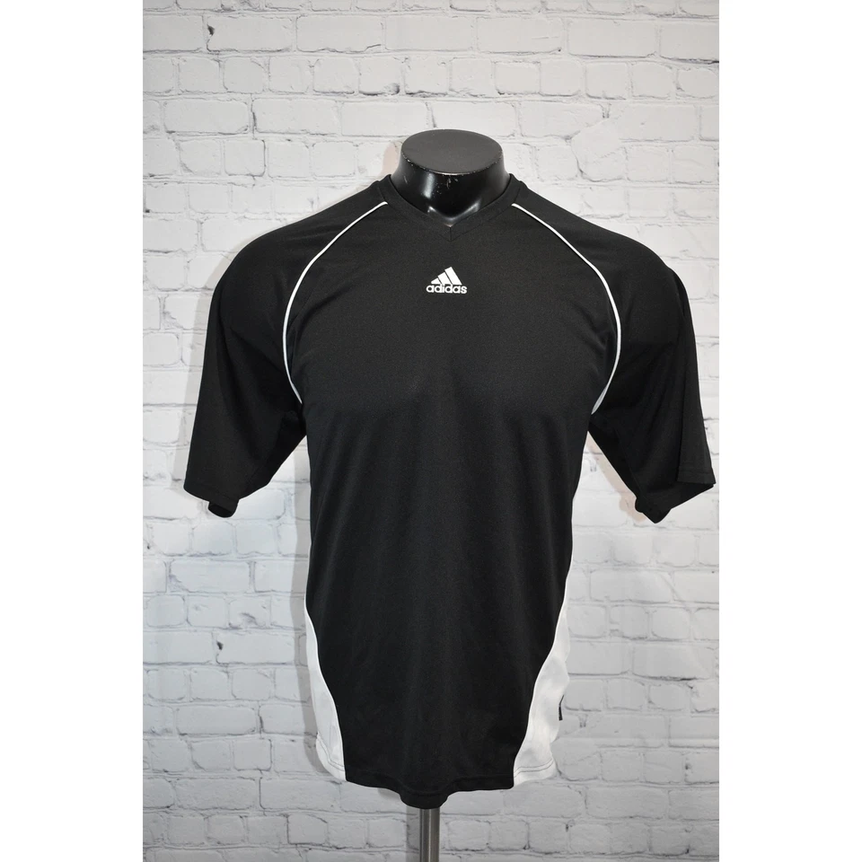 Adidas Camisa de Gimnasio Camiseta Para Hombre Talla Grande Fútbol Poliéster Rendimiento Negro Blanco Foto 2 de 4