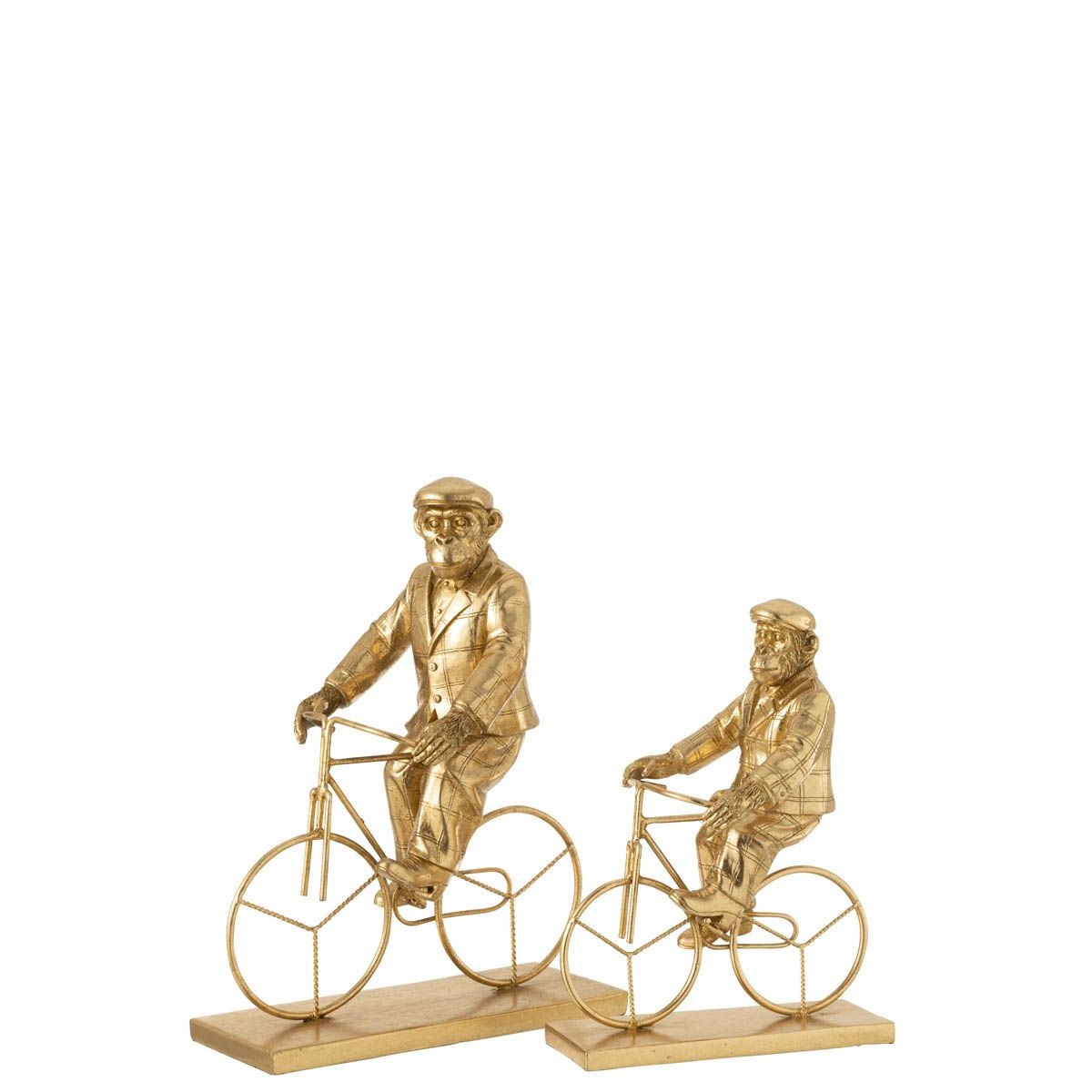 Statuette singe à vélo doré 35cm objet décoration intérieur moderne - 2