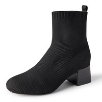 Damen Stiefeletten Stretch Strick Schwarz 35 EU - Amazon Essentials