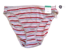 NWT Charter Club Intimates Size L Cotton Lace Trim Bikini Panty Multi Stripe