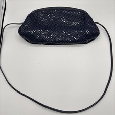 Vintage Whiting Davis Navy Metal Mesh Magnetic Closure Crossbody Bag