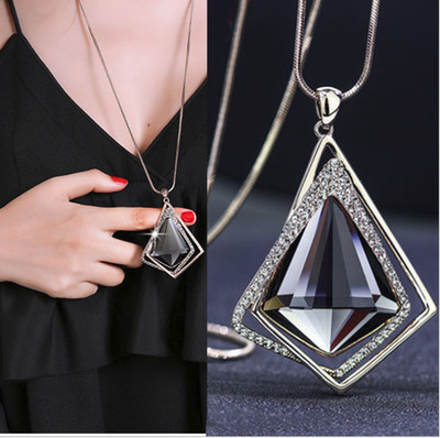 Damen Halskette Modeschmuck Collier lange Kette mit Anhänger Silber edel Schmuck