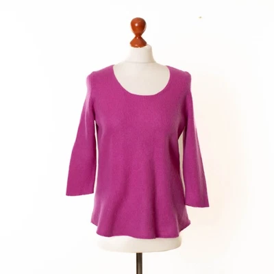 Damen PETER HAHN 100% Kaschmir 3/4 Ärmel Lila Pullover Größe S / M 13570 - Bild 1 von 4