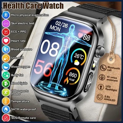 2026 Health Smart Watch ECG+PPG Uric Acid Blood Pressure Blood Lipids BT Call