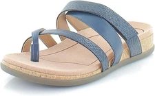 Vionic Women's Copal Anelle Slide Sandals Dark Blue Patent Lizard 9.5W