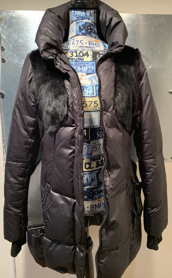 RUD by RUDSAK Belted Down Puffer Parka Rabbit Trim & Removable Rabbit Collar XL - Image 3 of 4