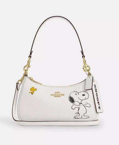 COACH x PEANUTS Teri Shoulder Bag Snoopy White Multi CBJ76 Outlet NEW