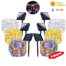 2X LED Solar String Lights Waterproof Copper Wire Fairy Outdoor Garden Party Lam