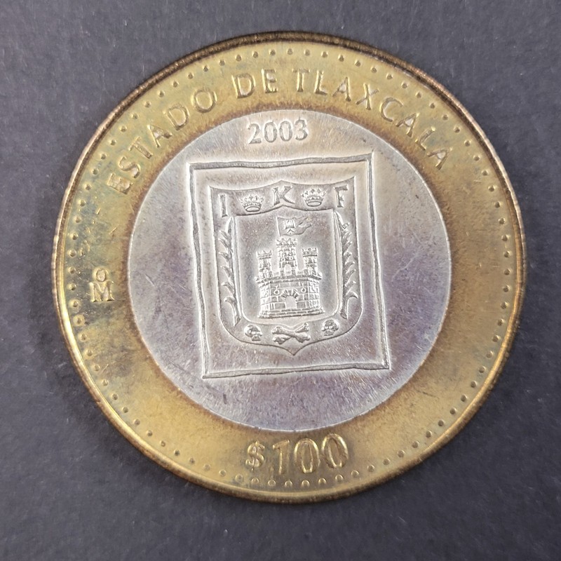 2003 Mexico 100 Pesos Estado de Tlaxcala Bi-Metallic Commemorative Coin