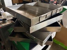 Set of 10 Hubert 15x9 Rectangle 18/8 Stainless Steel Food Pan Trays w/Handles