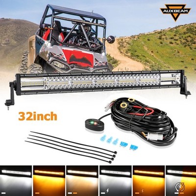 AUXBEAM 32'' LED Light Bar Amber White Strobe Off-Road For Can-Am Maverick Max
