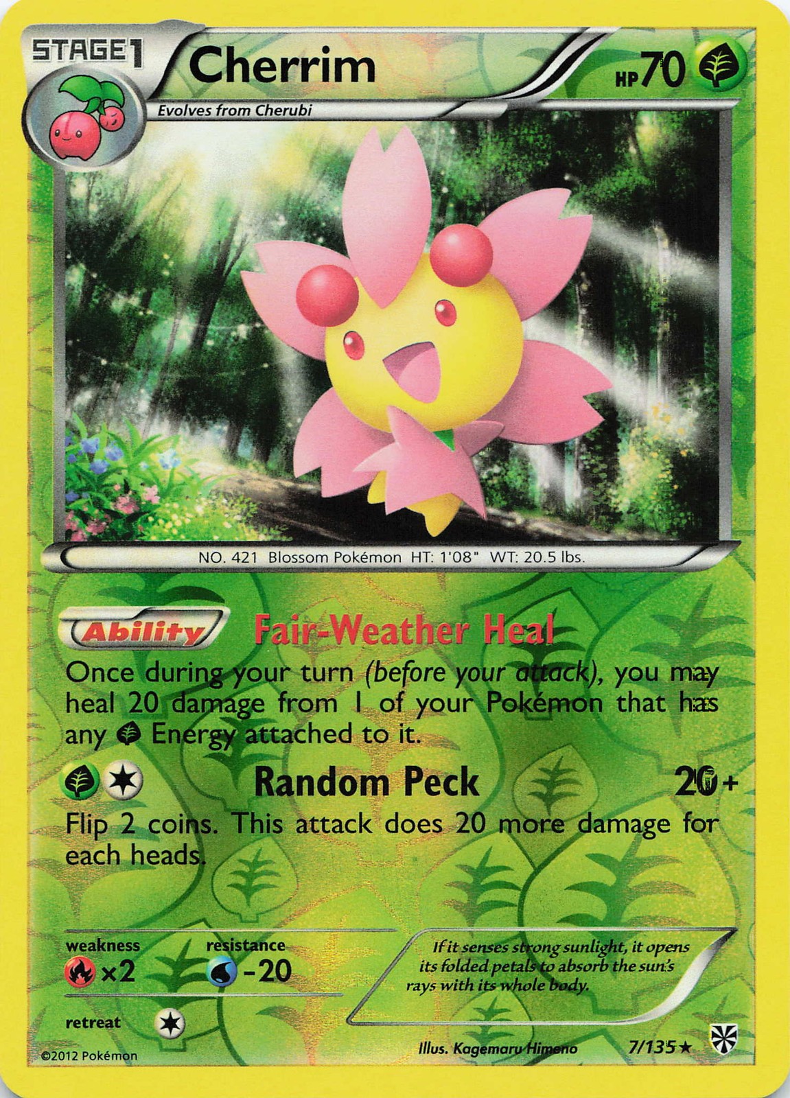 Pokemon Cherrim Rare Reverse Holo Plasma Storm #7/135 NM