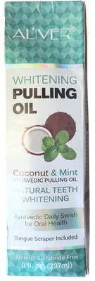 Aliver Whitening Coconut & Mint Pulling Oil 237ml Mouthwash with Tongue Scraper