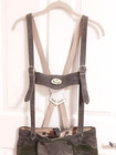 Lederhosen Men US Sz 32  Leather Suspenders Shorts Oktoberfest Outfit Gray Green — photo 4