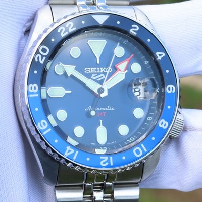 Seiko 5 Sports GMT SSK003K1 Black Dial Automatic 42.5mm Batman NEW    