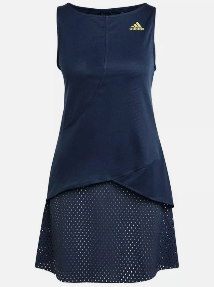 Adidas HEAT.RDY Primeblue Crew Azul Marino Mujer Tenis Vestido Pantalones Cortos Usado en Excelente Condición L Espalda Abierta Foto 3 de 4