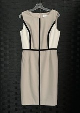 Women’s Calvin Klein Dress Color Block Black Tan Sz 8 Excellent Condition!