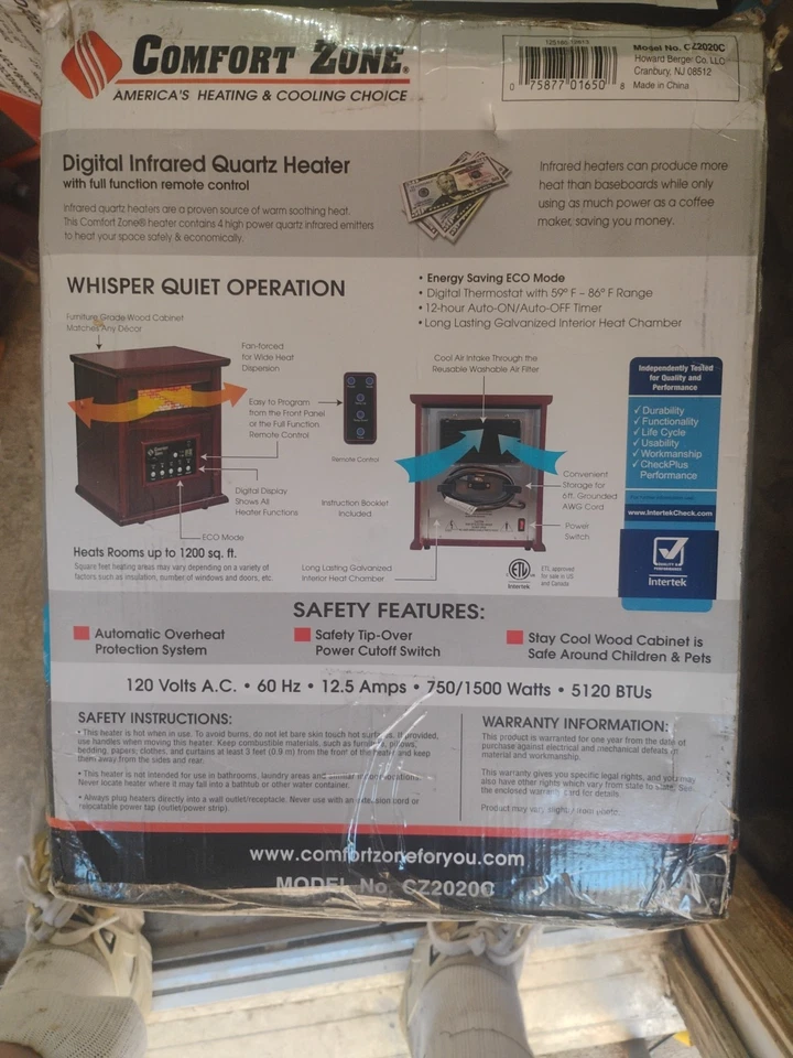 Calentador de gabinete infrarrojo Comfort Zone CZ2032C Deluxe Foto 4 de 4