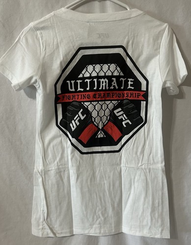 UFC Womens Small V-Neck Shirt MMA Fighting Slim Athletic Fit, White - Bild 2 von 2