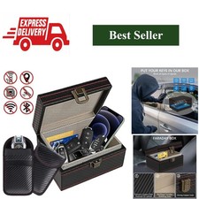 RFID Faraday Box for Key Fob, Anti-Theft Signal Blocking Phone Cage with Bag,