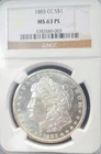 1883-CC $1 NGC MS63 PL Morgan Silver Dollar Proof-Like Surfaces! Looks DMPL!