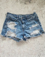 American Eagle Jeans Sz 4  27w Pockets Out Womens Distressed Daisy Dukes 90S B20