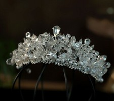 Bridal Tiara Bridal Princess Crystal Tiara Silver Clear Swarovski Crystal Rhines