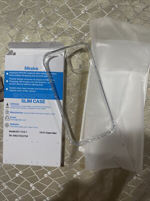 Mkeke iPhone 13/14 Clear Case - Drop Protection Anti Yellowing NEW IN BOX