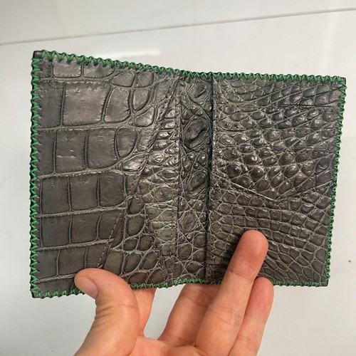 Black /GrayGenuine 100% Doubleside EXOTIC Leather Skin Men's Card Holder,Wallets - Picture 8 of 21