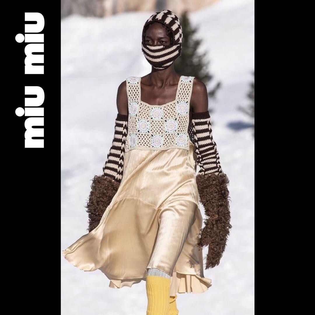 ミュウミュウ/クロシェットシルクワンピース ミウッチャ・プラダ プリーツプリーズ Miu Miu/Crochette silk dress Miuccia Prada PLEATS PLEASE