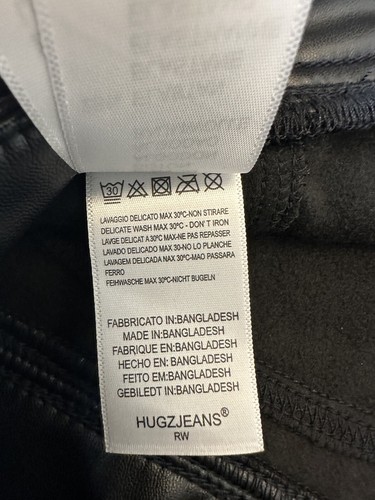 Hugz Jeans Faux Leather Pants Black High Waist Skinny L US 4 NWT Shiny Stretch - Picture 8 of 16