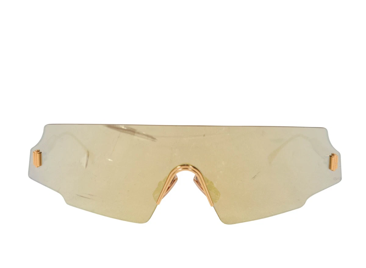 Fendi Womens Shield Sunglasses Gold Mirror Rimless FF 0440/S 001K1 Sport  Shades