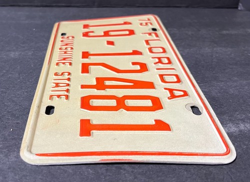 Florida 1975 Sunshine State License Plate (White Front Plate, Silver Back Plate) - Picture 12 of 20