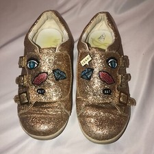 Sam Edelman Liv Wendy Glittery Gold Sneakers Girl's Size 3 Adjustable Fasteners