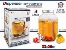 x Barattolo Dispenser Contenitore In Vetro 4 Litri Con Rubinetto Vino Acqua dfh