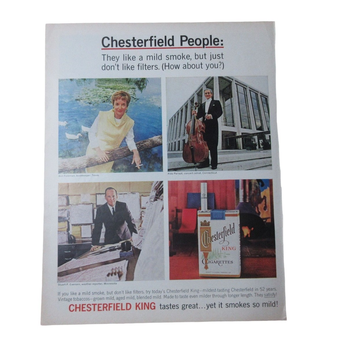 1946 Print Sales AD Advertisement Chesterfield Cigarettes Tobacco ABC 10x14 Orig