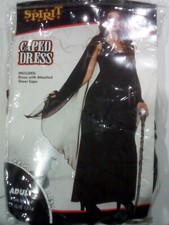SPIRIT HALLOWEEN WOMEN BLACK CAPED WITCH DRESS COSTUME S/M