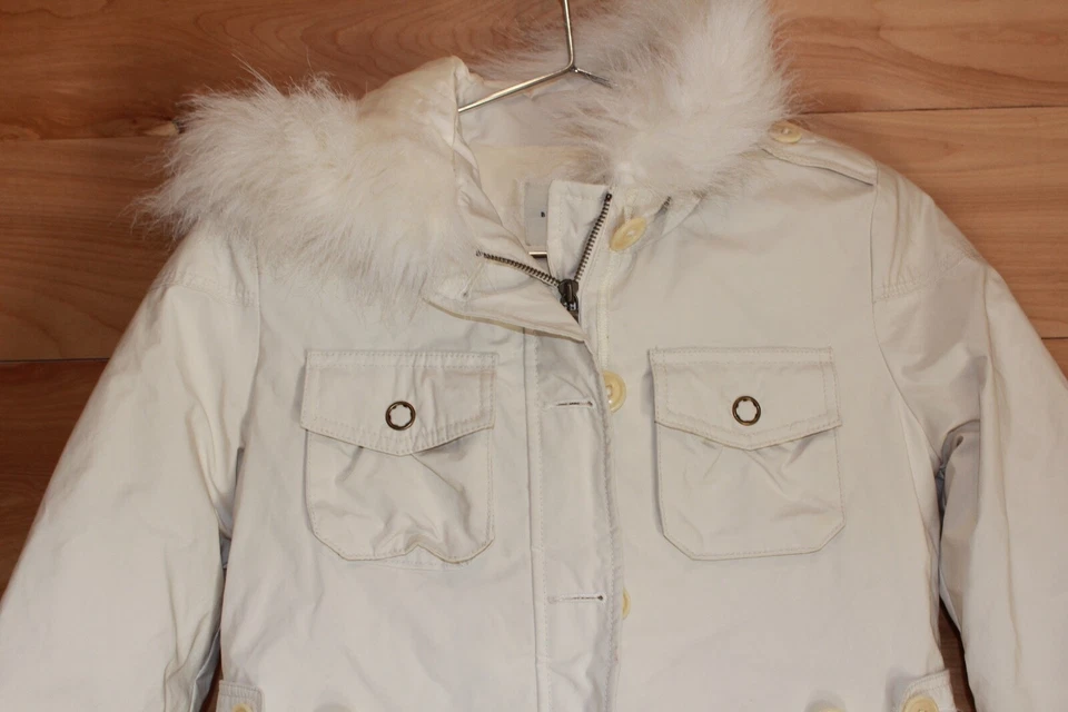 Banana Republic Mujer’s XS Blanco Plumón Parka Chaqueta Con Capucha Abrigo Abombado Invierno Foto 2 de 4