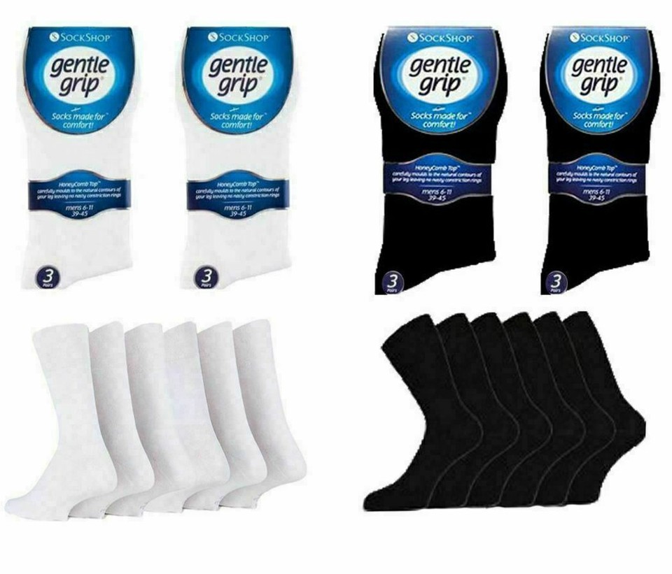 3, 6 Pairs Mens Non Elastic Cotton Gentle Grip Diabetic Socks Size 6-11 - Foto 5
