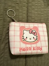 “Hello Kitty” Pink Checked With Hello Kitty Picture Coin Purse Theme