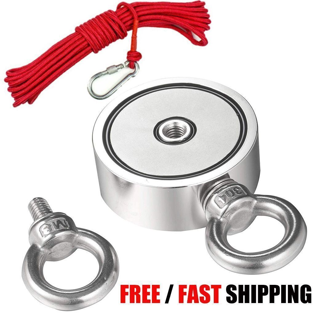 Magnetic Fishing Set 480 kg Double-Sided Eyelet Magnet N52 Strong Magnet  Diameter 75 mm Fishing Magnet with 20 m Rope Gloves Search Anchor Neodymium