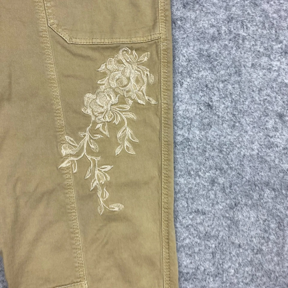 Calça White House Black Market feminina 8 bordada aba fileira y2k bronzeada hippie boho - Imagem 4 de 4