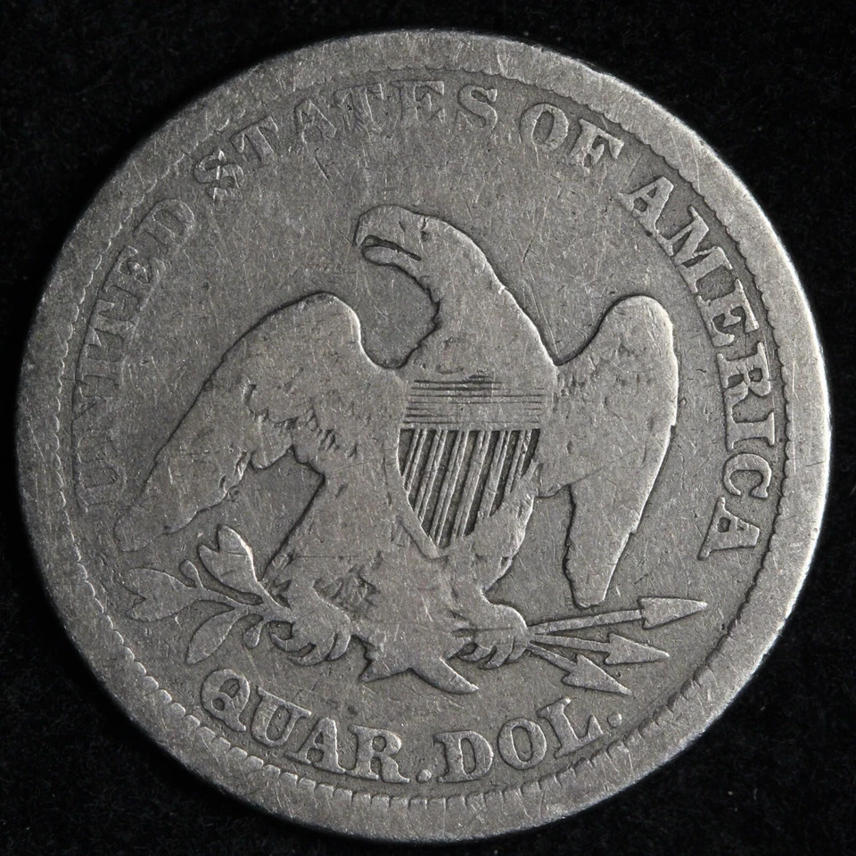 1861 Seated Liberty Silver Quarter VG+ E274 TWNA - Image 2 of 2