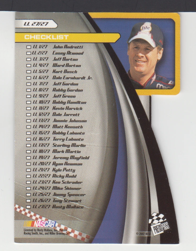RUSTY WALLACE - 2002 PRESS PASS STEALTH - CHECKLIST - CARD # LL 27 - Image 2 of 2