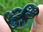 2" Natural Nephrite Jade Hei Tiki Pendant, NZ Maori Style, Both Sides Carved