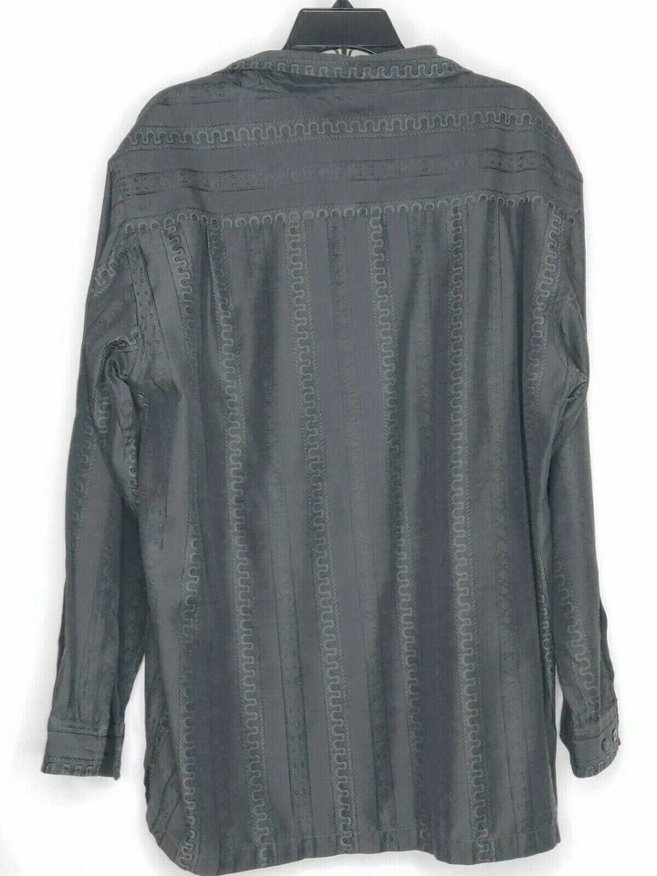 New Concept Mens 44 Solid Gray Long Sleeve Button-Up With Pockets - Image 2 of 4